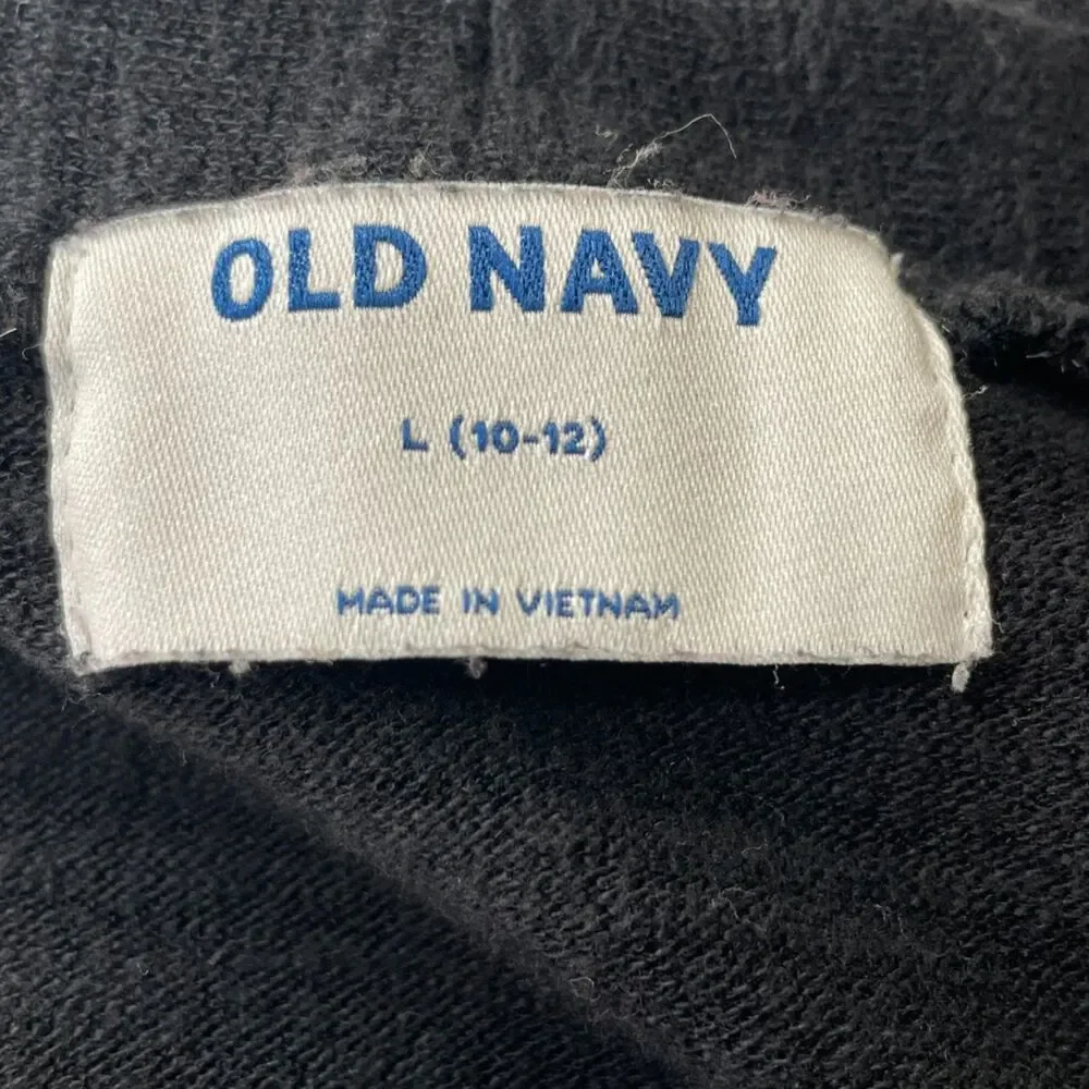 Old Navy Girls L 10-12 Black Open Front Long Cardigan Sweater Pockets